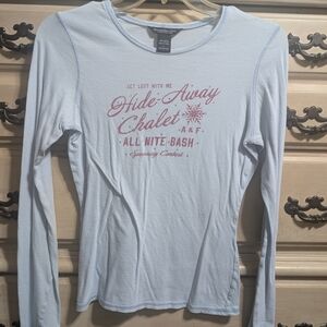 Abercrombie & Fitch Light Blue Long Sleeve Tee with Pink Graphic
